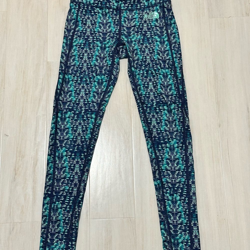 The North Face Women's Patterned Leggings in Teal and Black